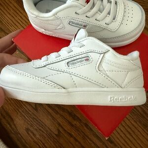 Reebok Kids White Leather Low-Top Sneaker with Subtle Logo